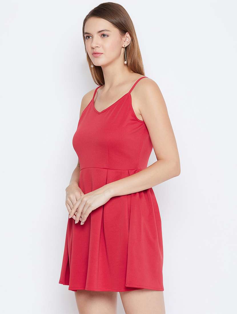 women's fit & flare solid dress - 16810011 -  Standard Image - 1