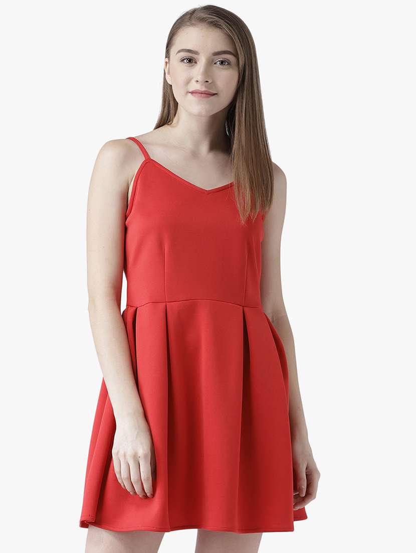 women's fit & flare solid dress - 16810011 -  Standard Image - 1