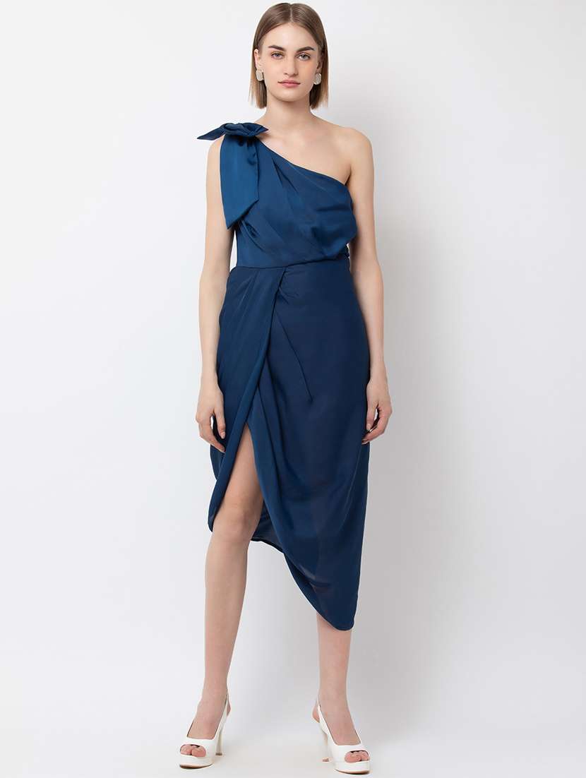 women's asymmetric solid dress