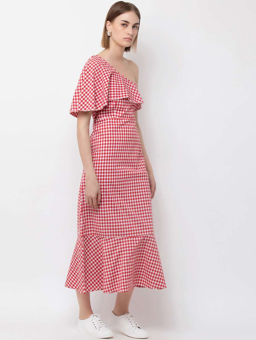 women's ruffle checks dress - 16810027 -  Standard Image - 1