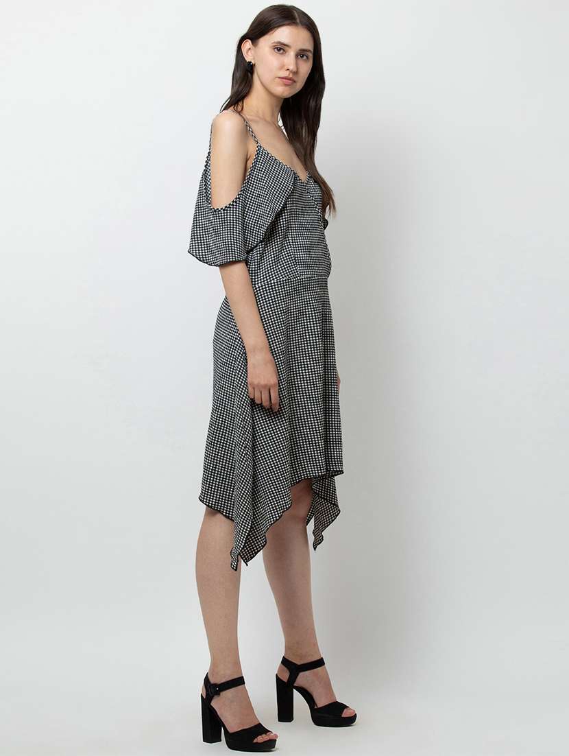 women's asymmetric checks dress - 16810028 -  Standard Image - 1