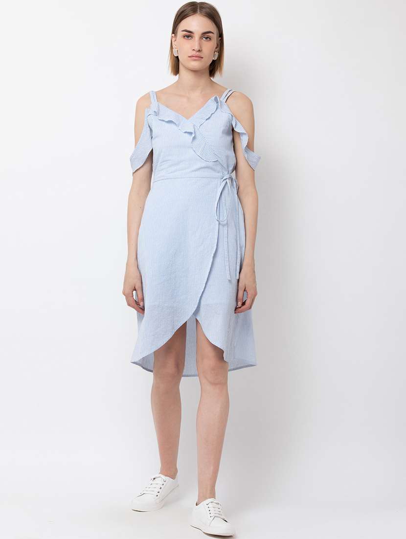 women's wrap striped dress