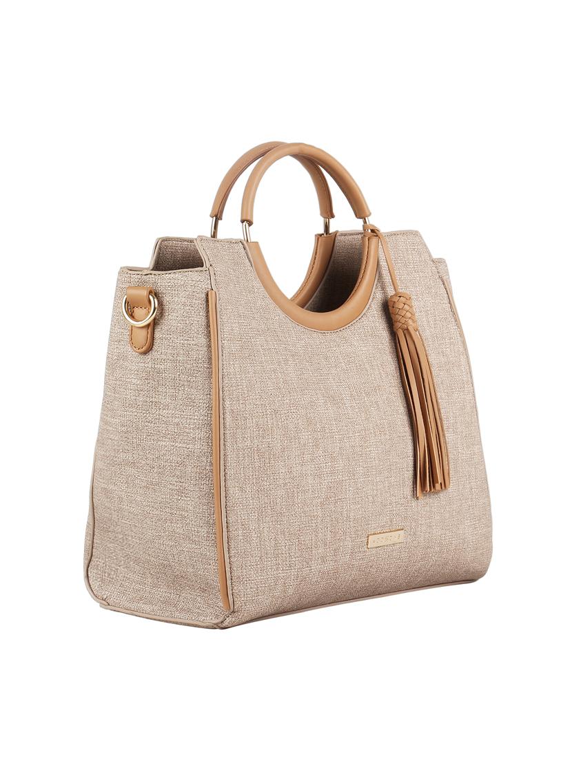 beige canvas regular handbag - 16810345 - Standard Image - 4