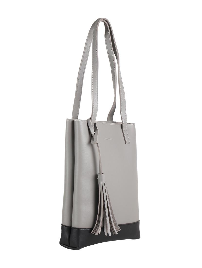 grey leatherette regular tote - 16810352 - Standard Image - 4