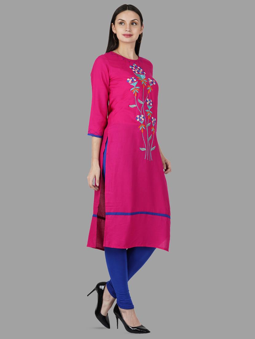 embroidered straight kurta - 16810421 - Standard Image - 1