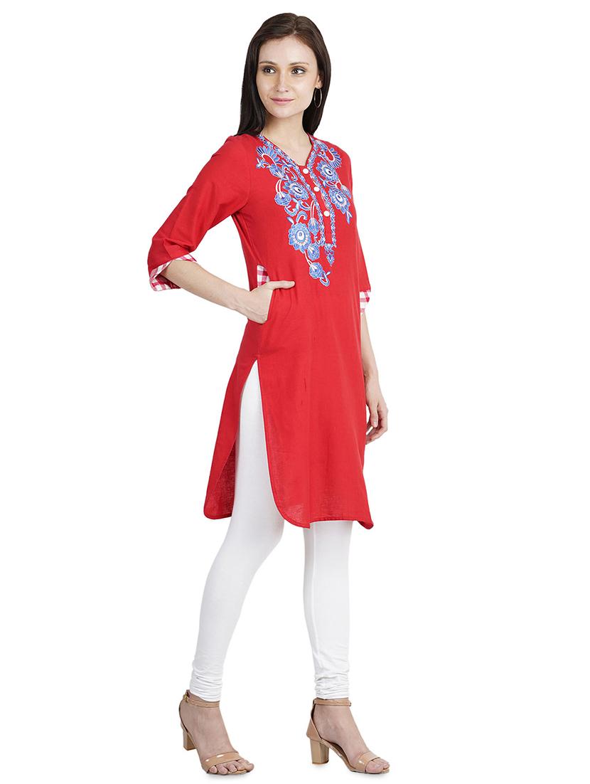 embroidered straight kurta - 16810427 -  Standard Image - 1