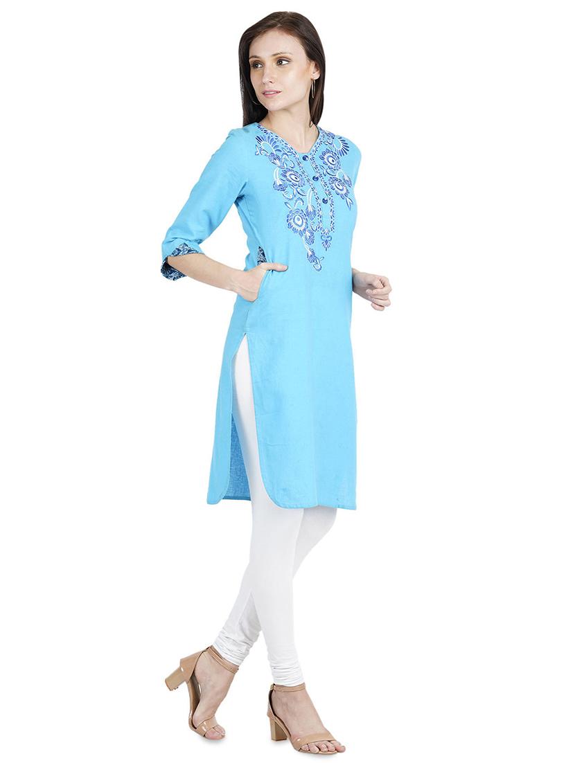 embroidered straight kurta - 16810428 -  Standard Image - 1
