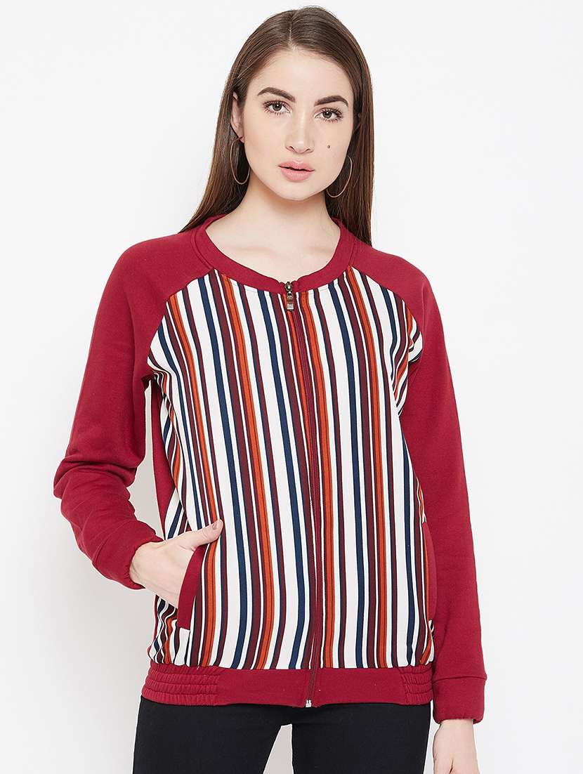 raglan sleeved striped jacket 