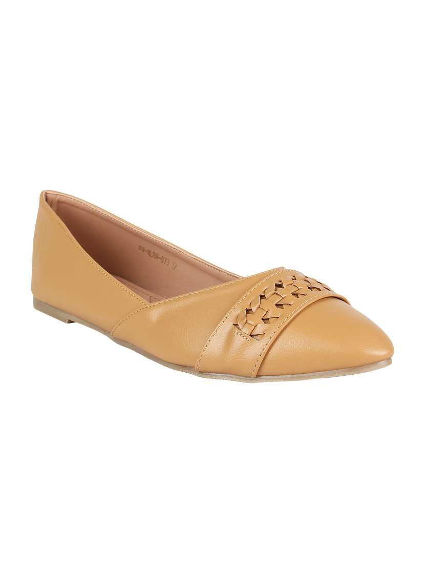 women beige slip on ballerinas