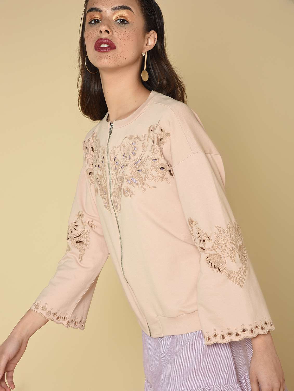 tonal embroidered jacket
