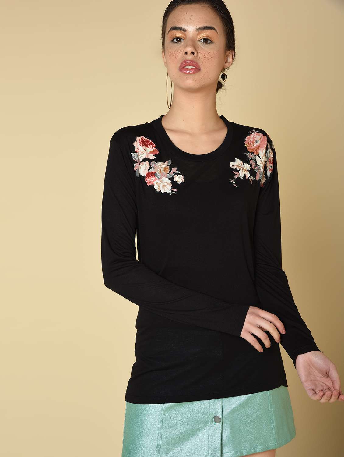 women's straight round neck top - 16810956 - Standard Image - 1