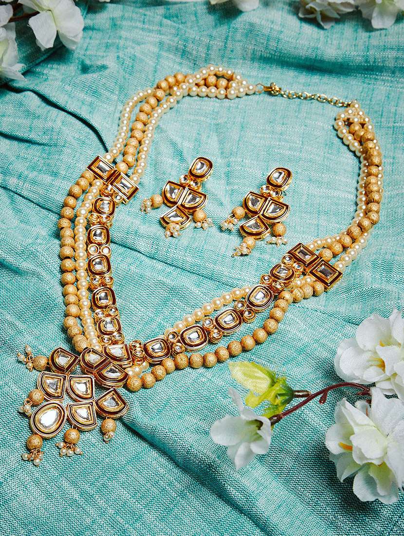 gold metal long necklace