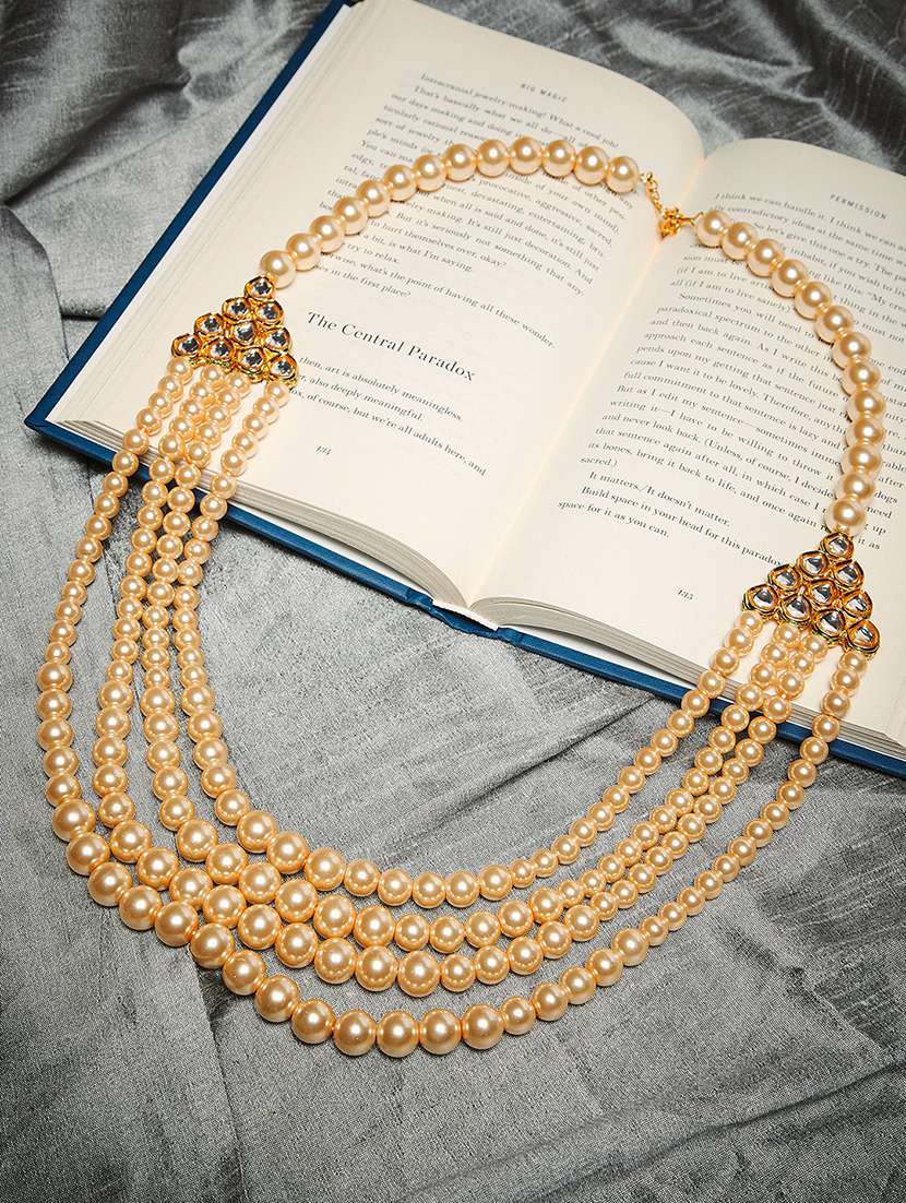 gold metal long necklace