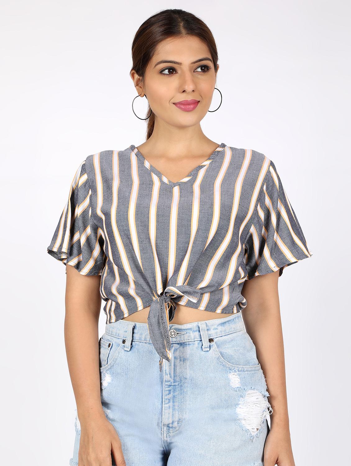 women's crop v neck top - 16812689 - Zoom Image - 0