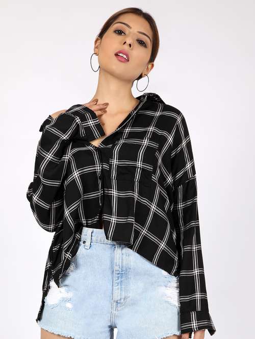 women high low check shirt  - 16812709 -  Standard Image - 0