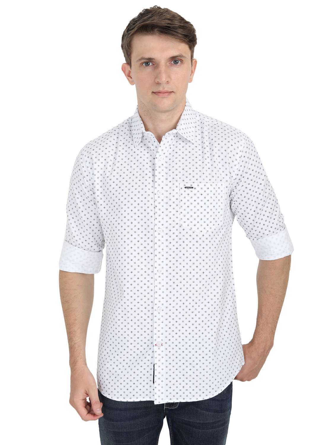 white printed casual shirt