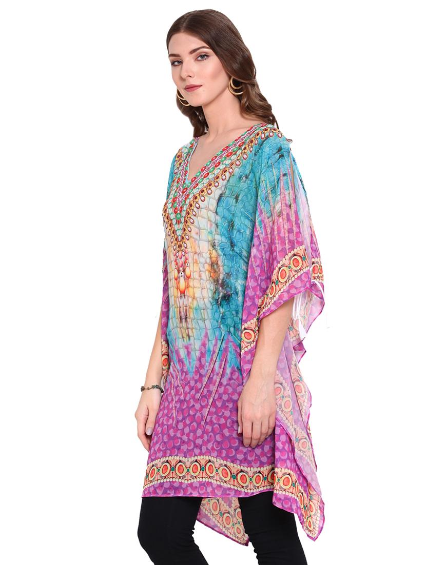 v-neck printed coverup - 16813675 - Standard Image - 1