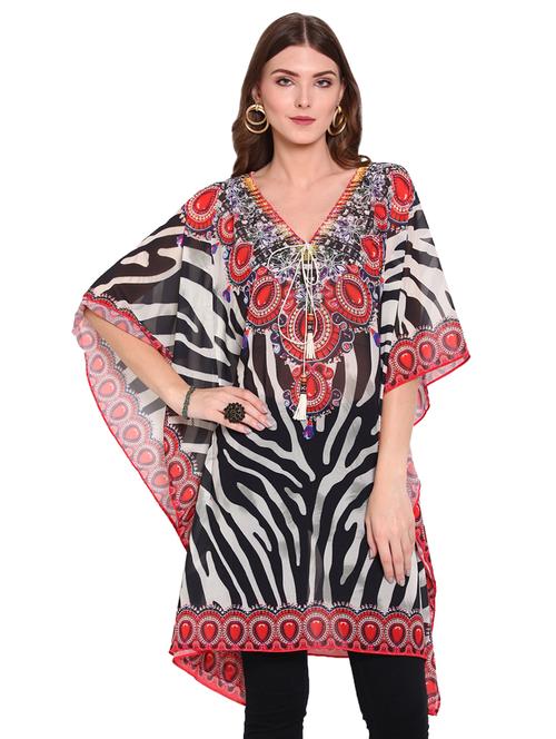 v-neck printed coverup - 16813677 - Standard Image - 0