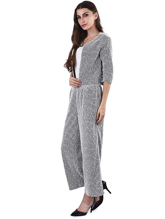 women self design three quarter sleeve formal suit set - 16816474 - Standard Image - 1