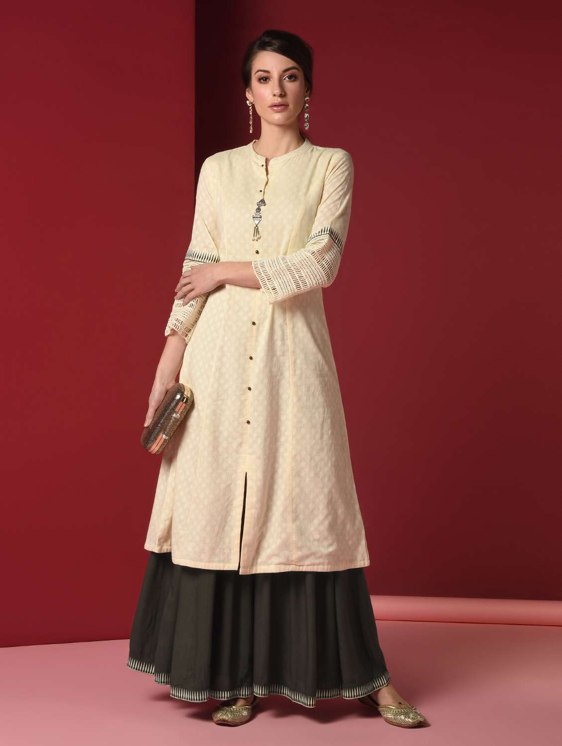 printed kurta skirt set