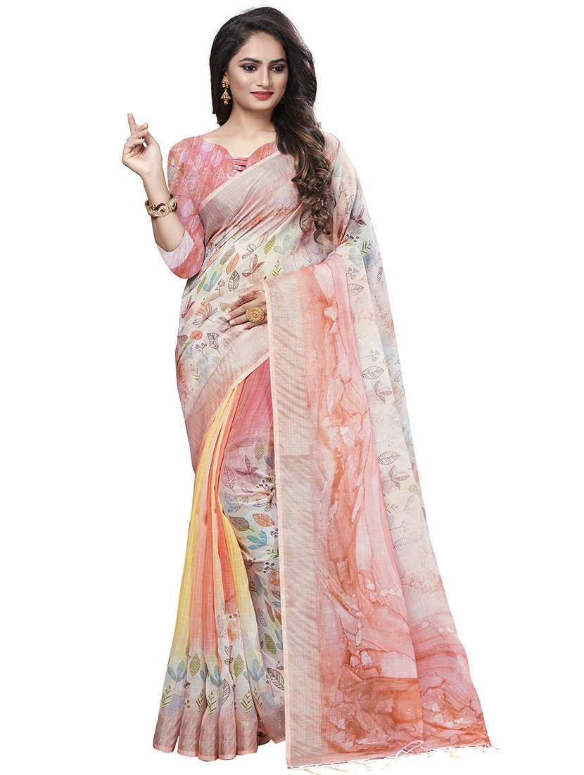 floral printed saree with blouse