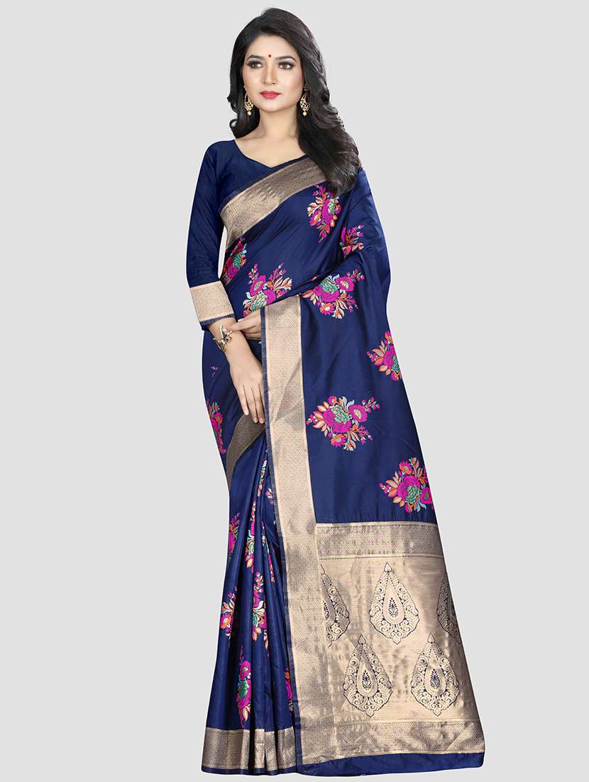 self design woven saree with blouse