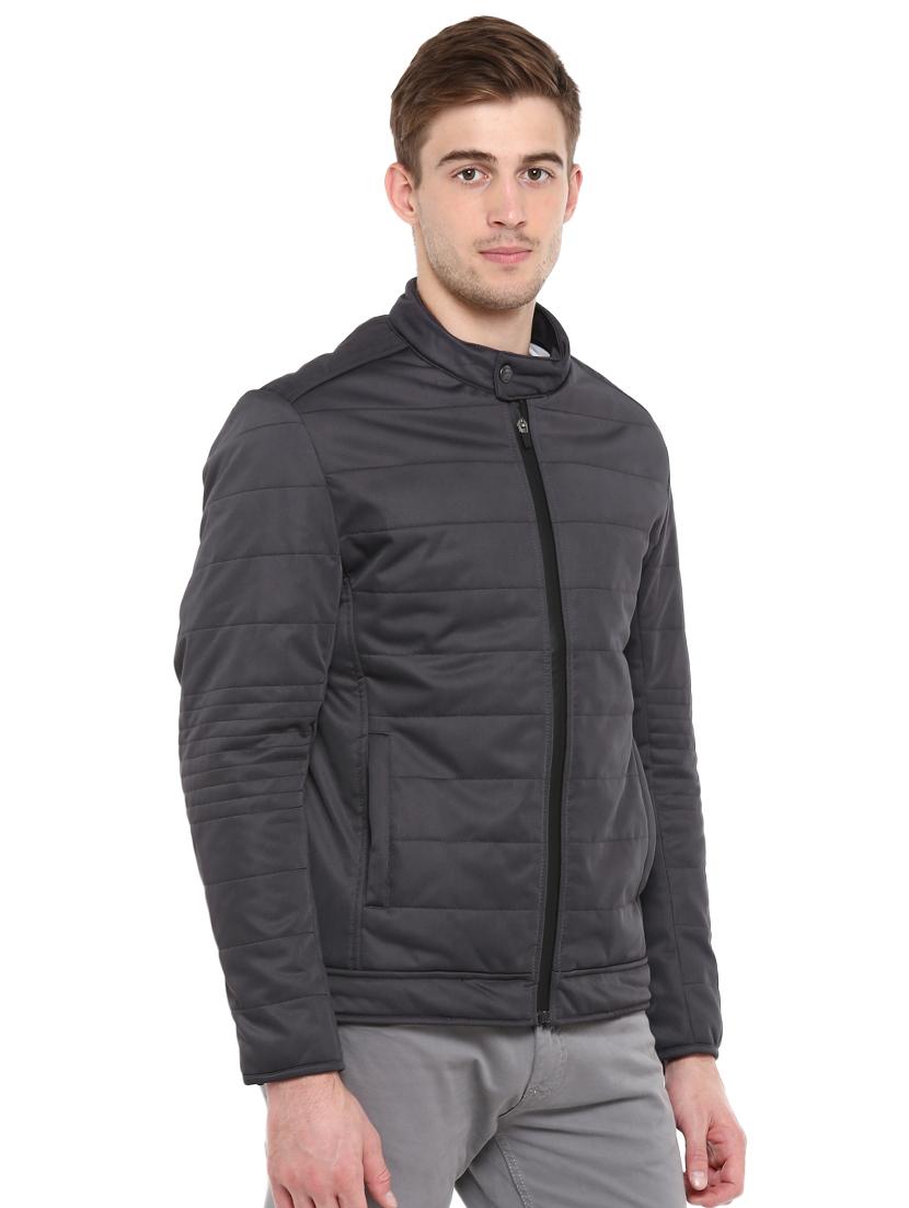 grey solid quilted jacket - 16817195 -  Standard Image - 1