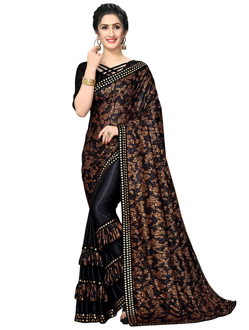 foil printed saree with blouse