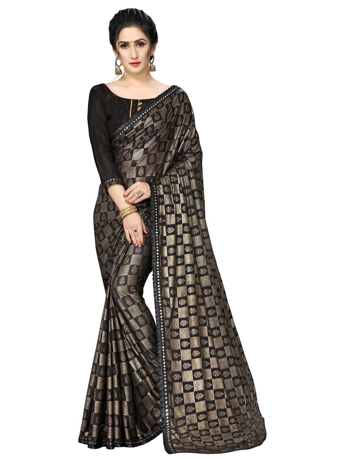 foil printed saree with blouse