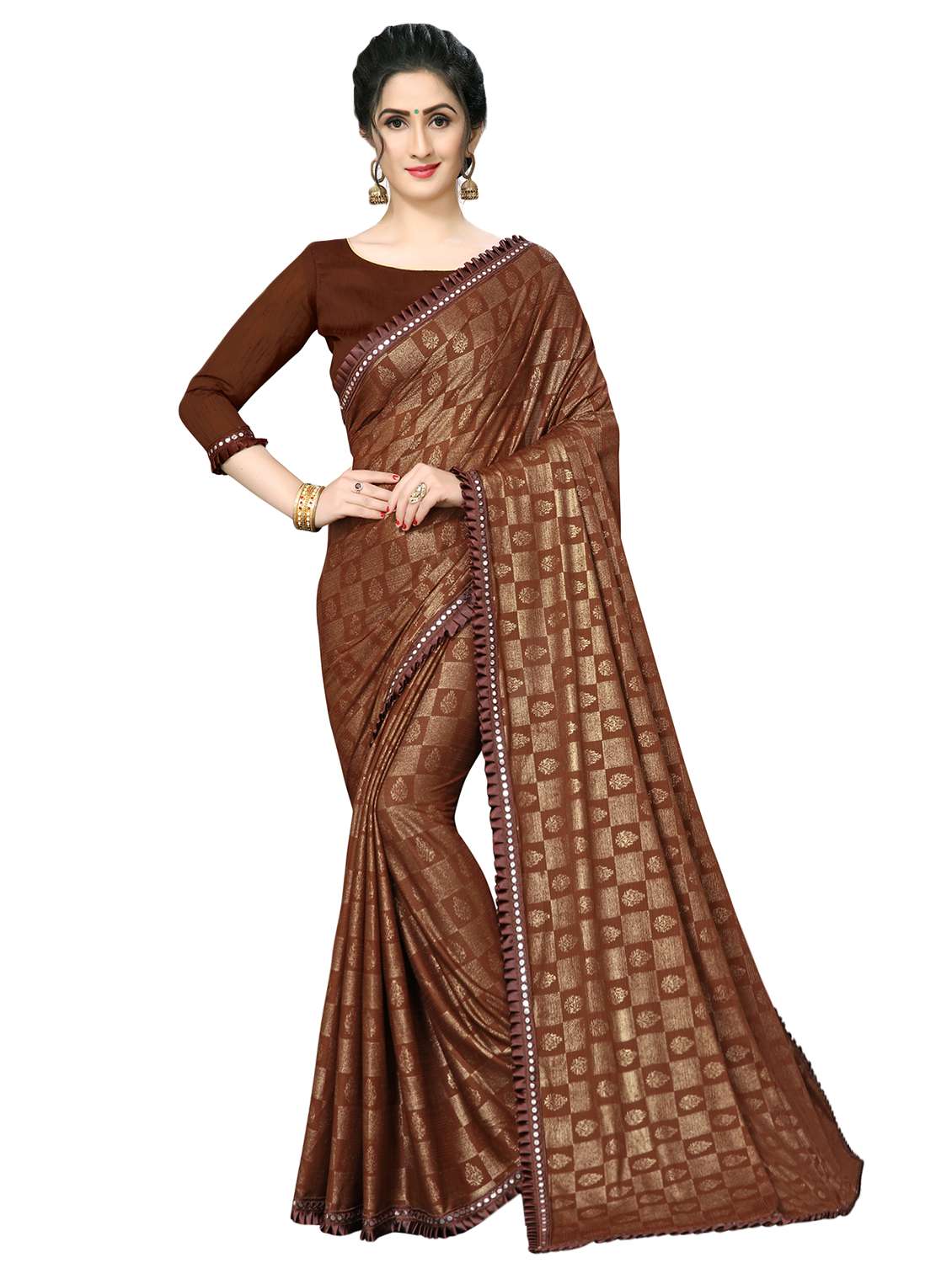 foil printed saree with blouse