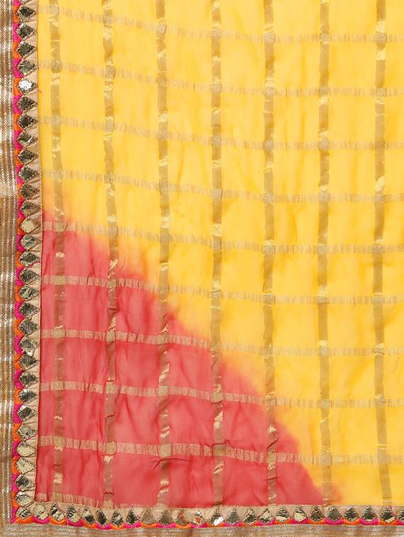 checkered embroidered saree with blouse - 16817829 - Standard Image - 4