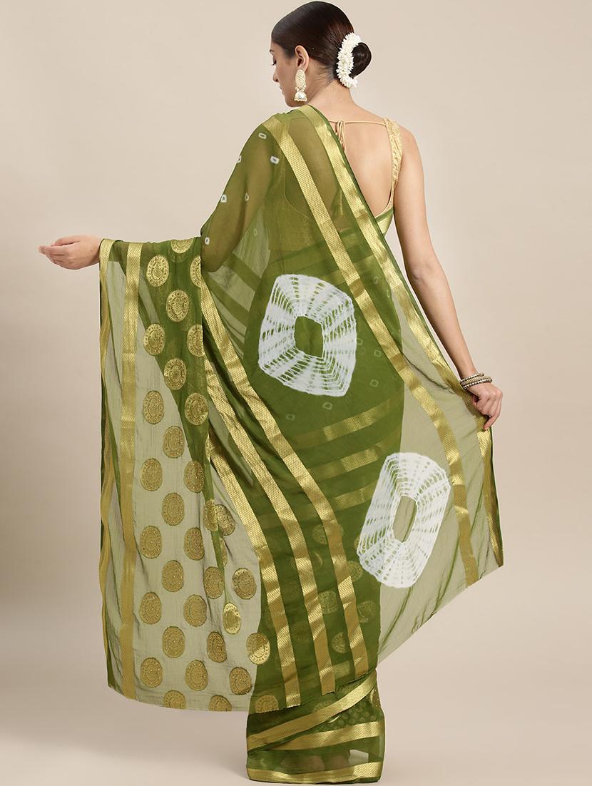 tie & dye printed saree with blouse - 16817838 -  Standard Image - 1
