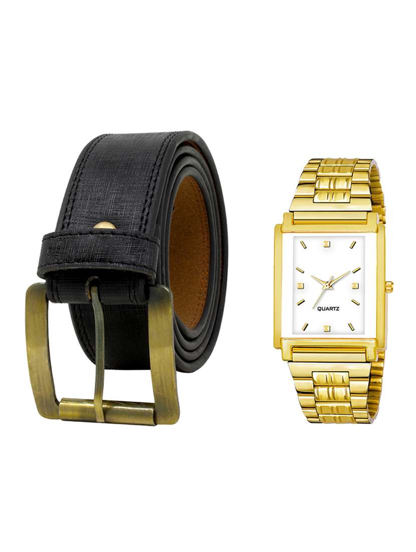 multi colored leatherette belt with watchv