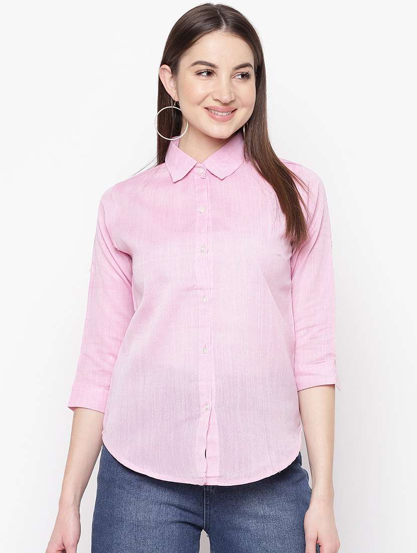 curved hem solid shirt 