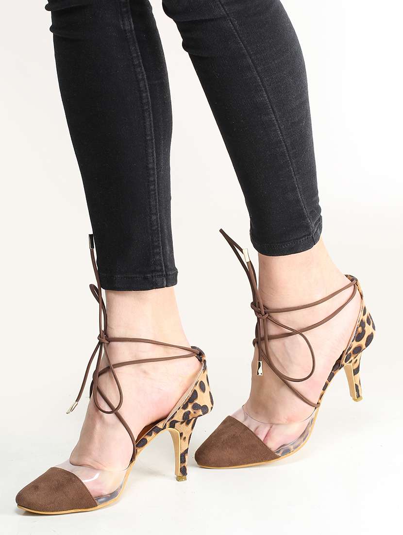 brown lace-up sandals