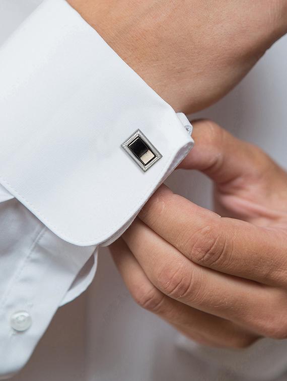 silver metal cufflinks - 16825637 -  Standard Image - 1