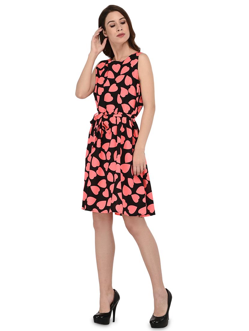 tie front heart print a-line dress - 16826147 -  Standard Image - 1