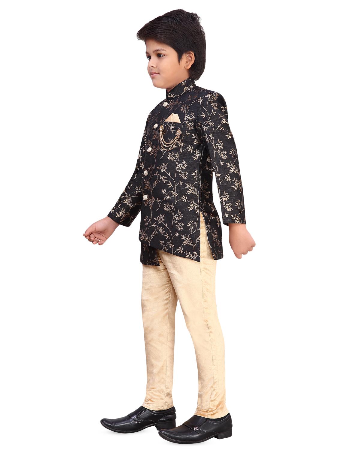 black silk blend kurta sets kurtas & set - 16827254 - Standard Image - 1