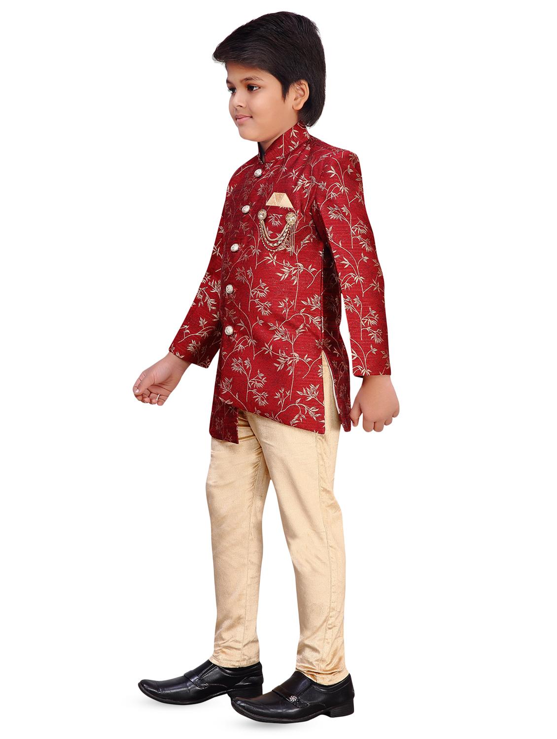 red silk kurta set - 16827257 - Standard Image - 1