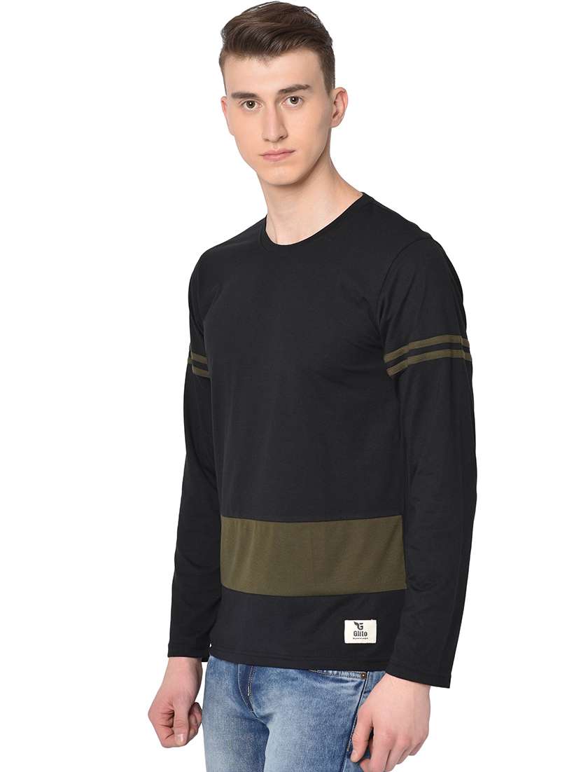 black cut & sew taped t-shirt - 16827595 -  Standard Image - 1