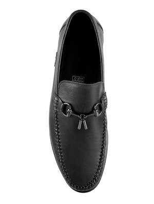 black slip on shoes leather