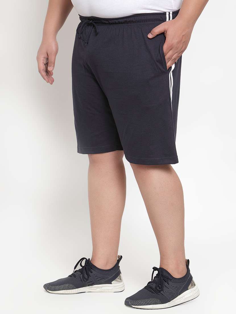 navy blue side striped shorts (plus size) - 16828678 -  Standard Image - 1