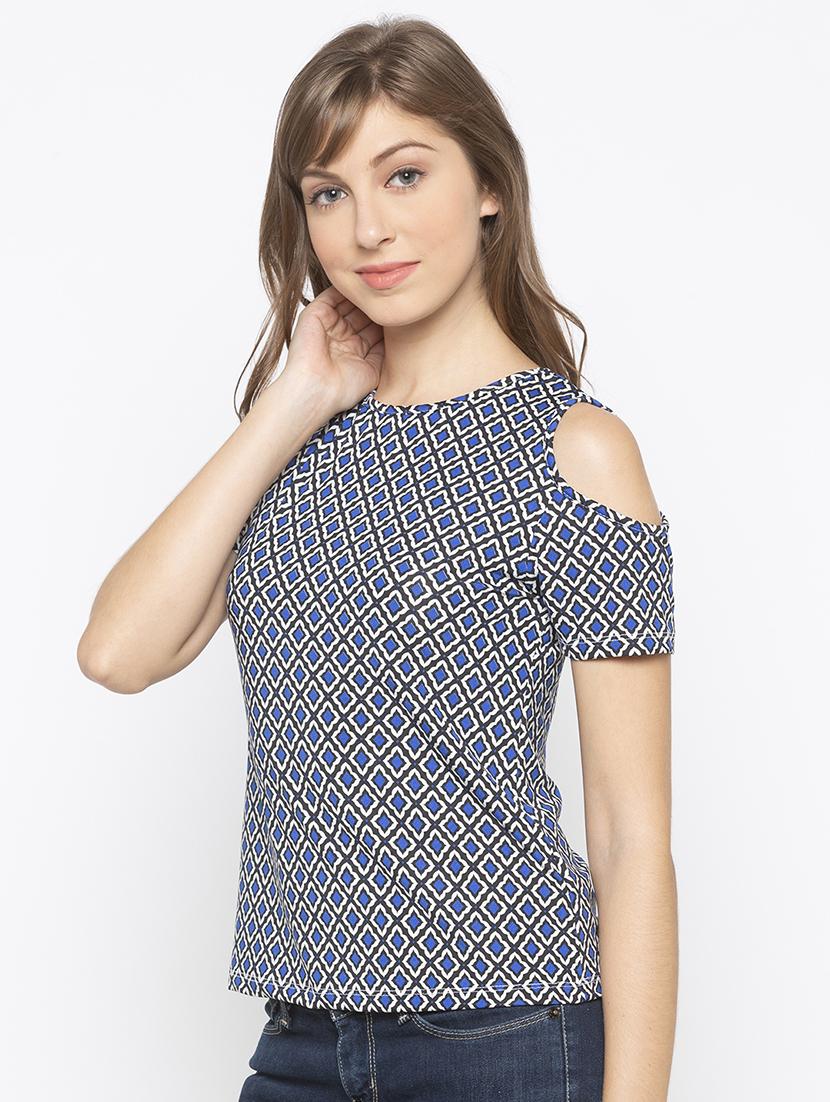 cold shoulder printed top - 16828758 - Standard Image - 1