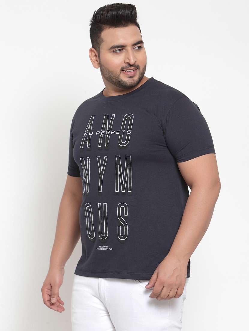 navy blue typographic front printed t-shirt - 16828853 -  Standard Image - 1
