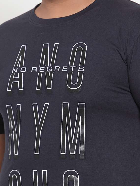 navy blue typographic front printed t-shirt - 16828853 -  Standard Image - 4