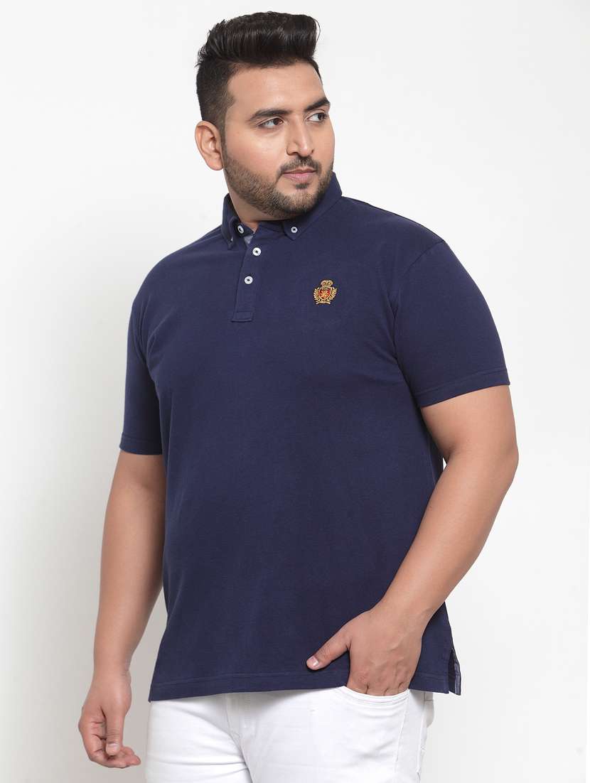 navy blue solid polo t-shirt - 16828855 -  Standard Image - 1