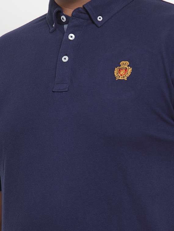 navy blue solid polo t-shirt - 16828855 -  Standard Image - 4