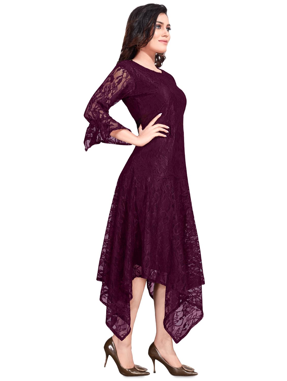 asymmetric hem laced dress  - 16828966 -  Standard Image - 1