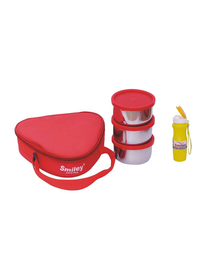 triangle lunch box with yellow white water bottle