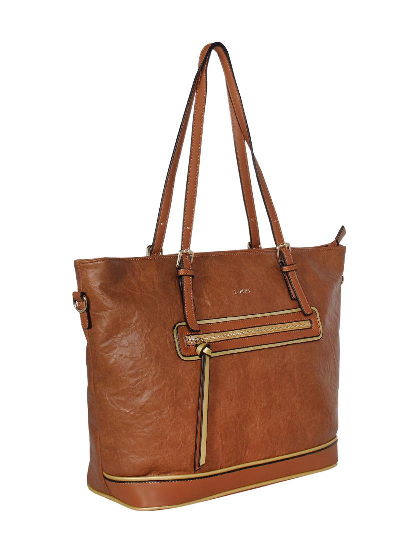 tan leatherette regular handbag - 16829201 - Standard Image - 4